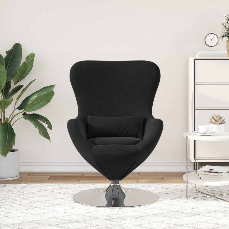 vidaXL Egg Chair Black 63 x 73 x 90 cm Velvet