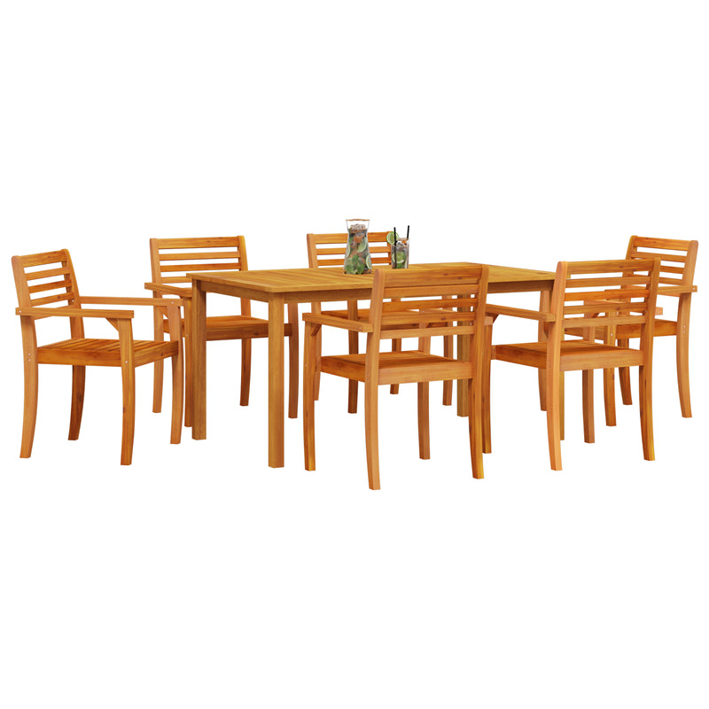 vidaXL Garden Dining Set 7 pcs Brown Solid Acacia Wood