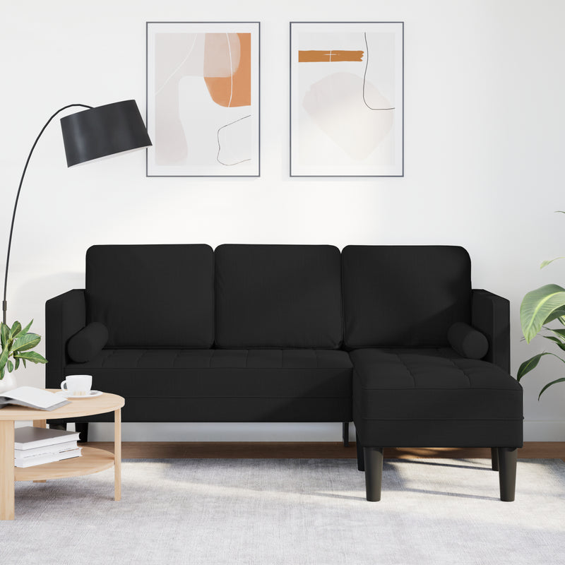 vidaXL Sofa Set with Cushion Black 173 x 131 x 67 cm Polyester