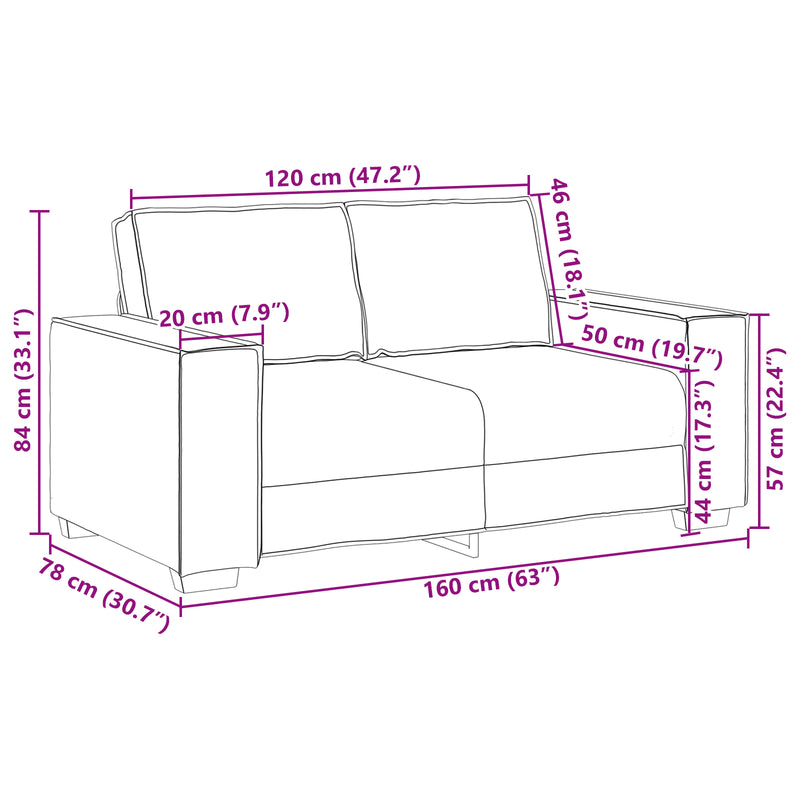 vidaXL Sofa Black 160 x 78 x 84 cm Fabric