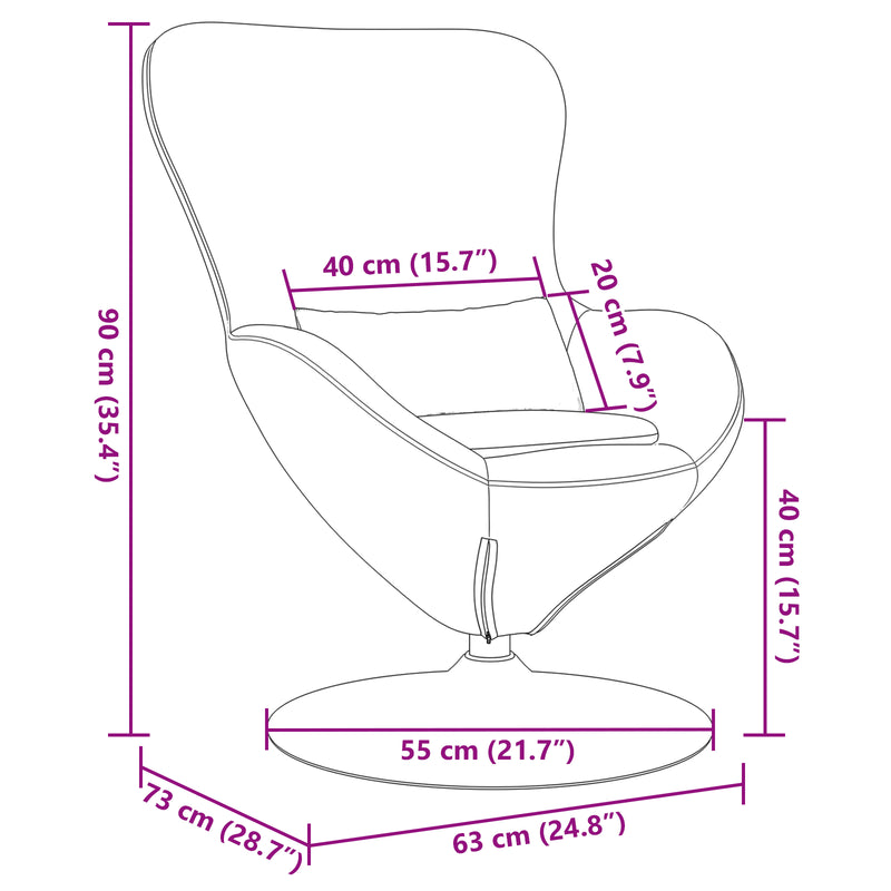 vidaXL Egg Chair Black 63 x 73 x 90 cm Velvet
