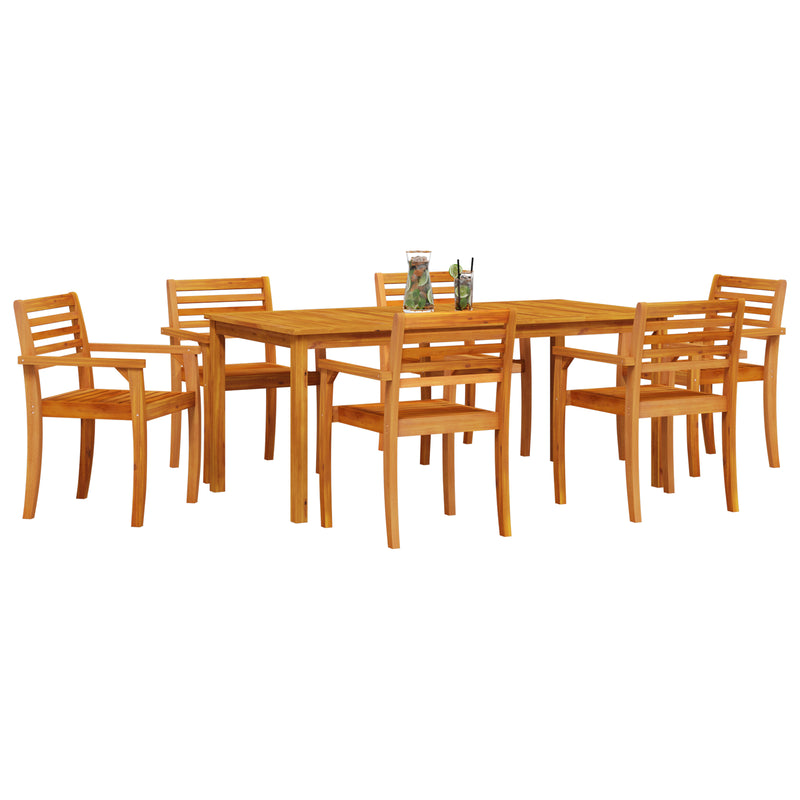 vidaXL Garden Dining Set 7 pcs Brown Solid Acacia Wood
