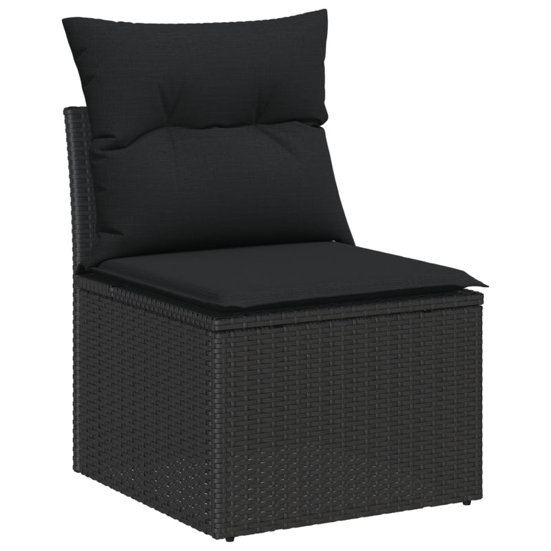 vidaXL Garden Sofa Set with Cushion 13 pcs Black Poly Rattan