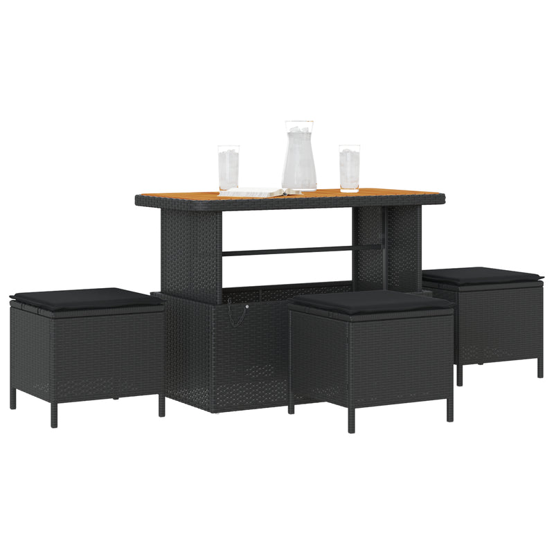 vidaXL Garden Dining Set 4 pcs Black Poly rattan
