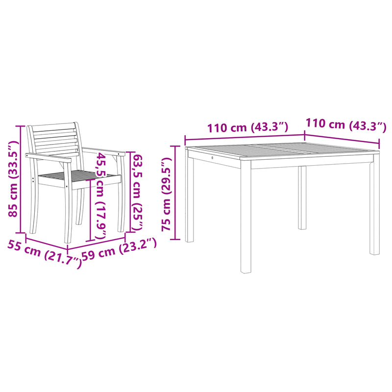 vidaXL Garden Dining Set 3 pcs Brown Solid Acacia Wood