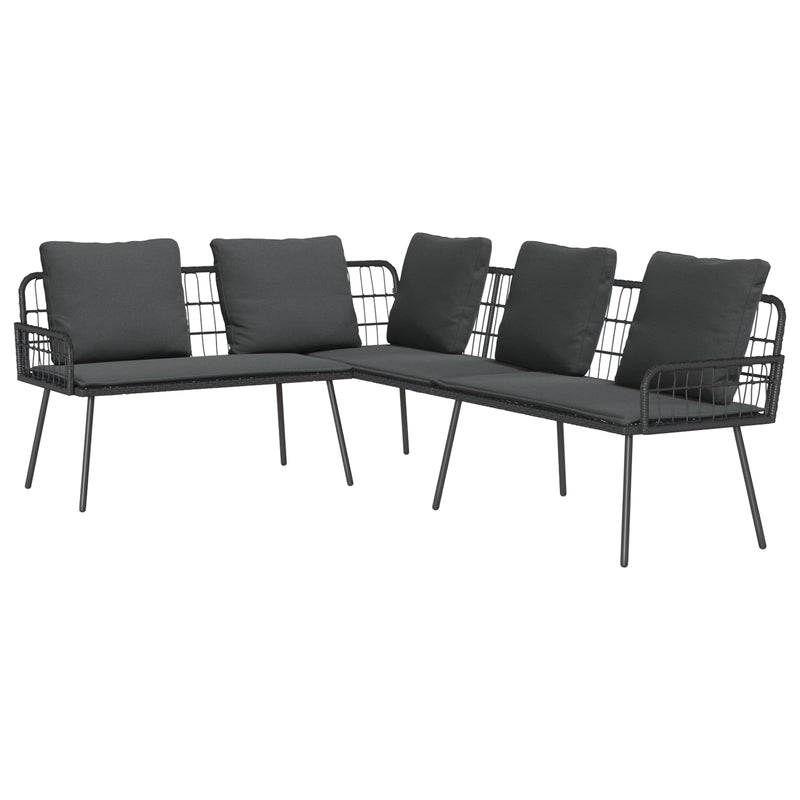 vidaXL Garden Sofa Set with Cushion 2 pcs Black Poly Rattan