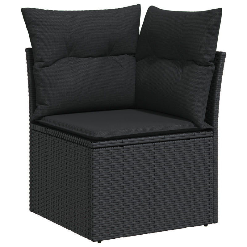 vidaXL Garden Sofa Set with Cushion 10 pcs Black Poly rattan