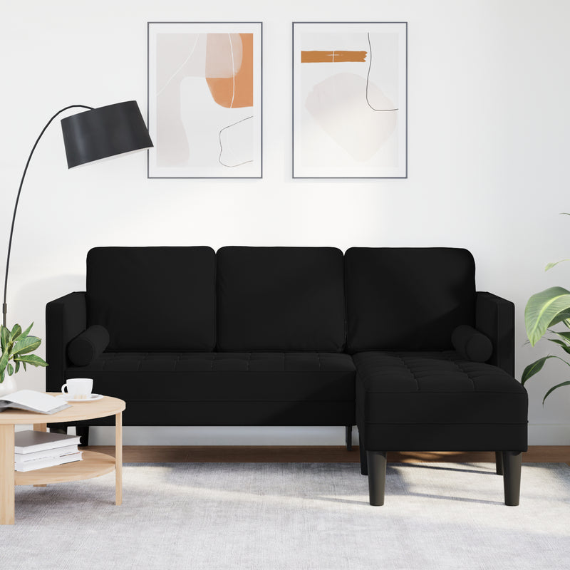 vidaXL Sofa Set with Cushion Black 173 x 131 x 67 cm Polyester