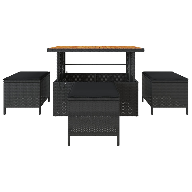 vidaXL Garden Dining Set 4 pcs Black Poly rattan
