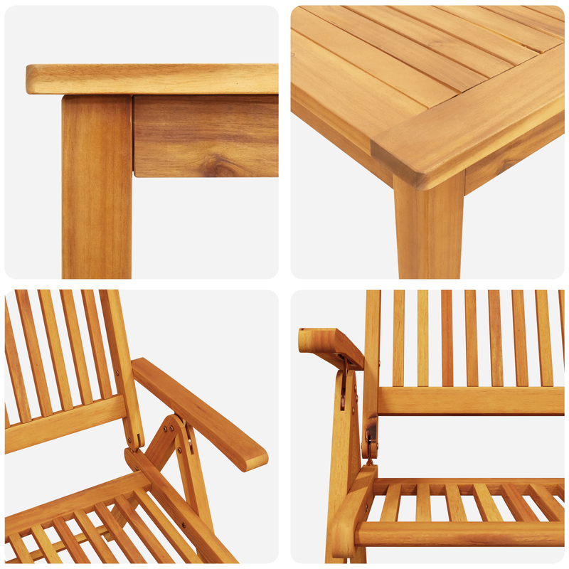 vidaXL Garden Dining Set Folding 5 pcs Brown Solid acacia wood