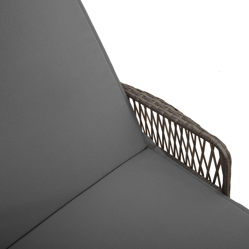 vidaXL Sun Lounger Reclining 3 pcs Grey and Dark Grey Poly Rattan