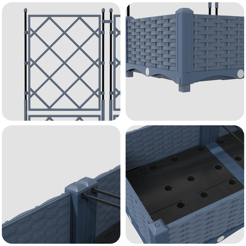 vidaXL Garden Planter 3 pcs Grey 120 x 40 x 125,5 cm Steel
