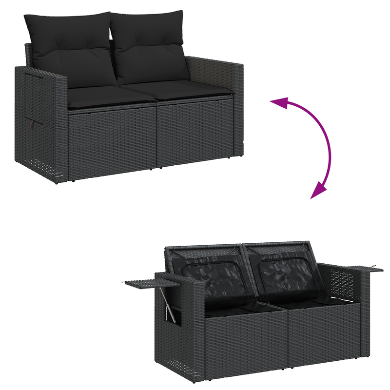 vidaXL Garden Sofa Set with Cushion with Storage 13 pcs Black