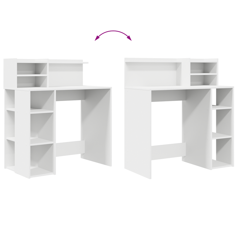 Desk with Shelf White 90 x 48 x 101,5 cm Engineered Wood