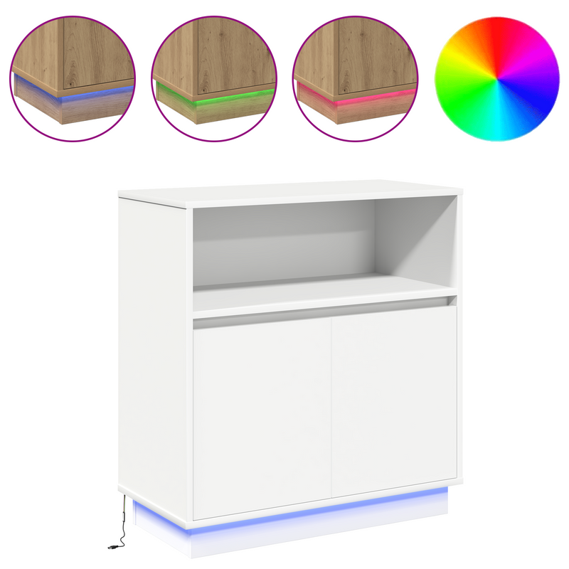 LED Sideboard White 71 x 34,5 x 75 cm Engineered Wood