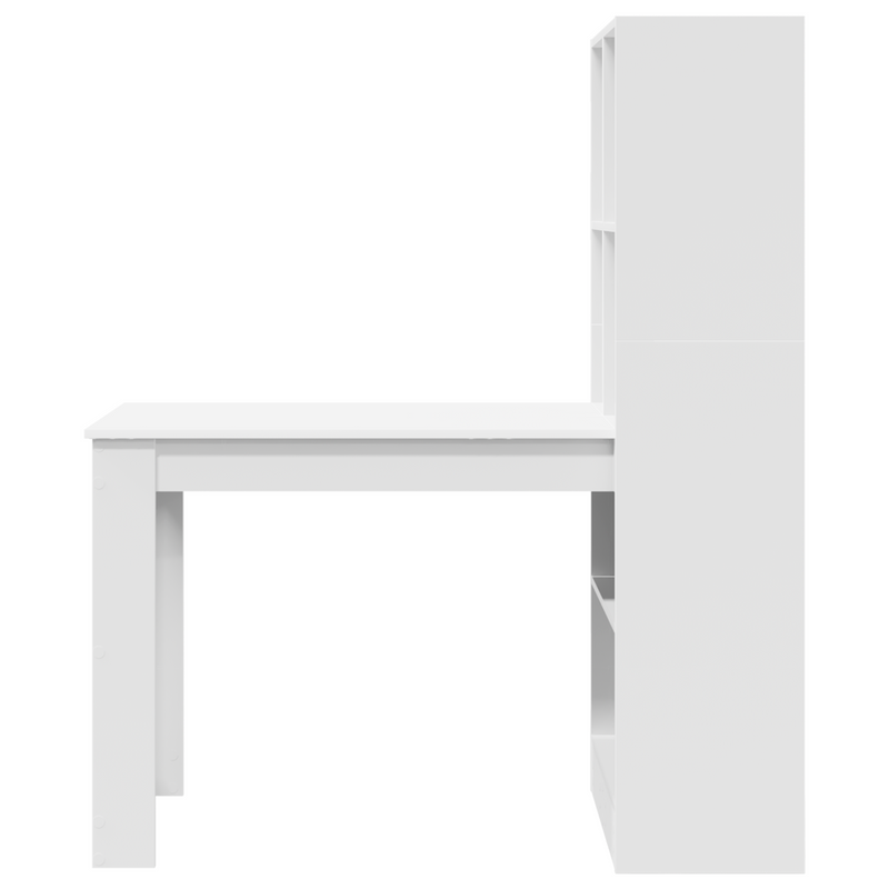 Desk with Shelf White 122 x 67 x 145 cm Engineered Wood