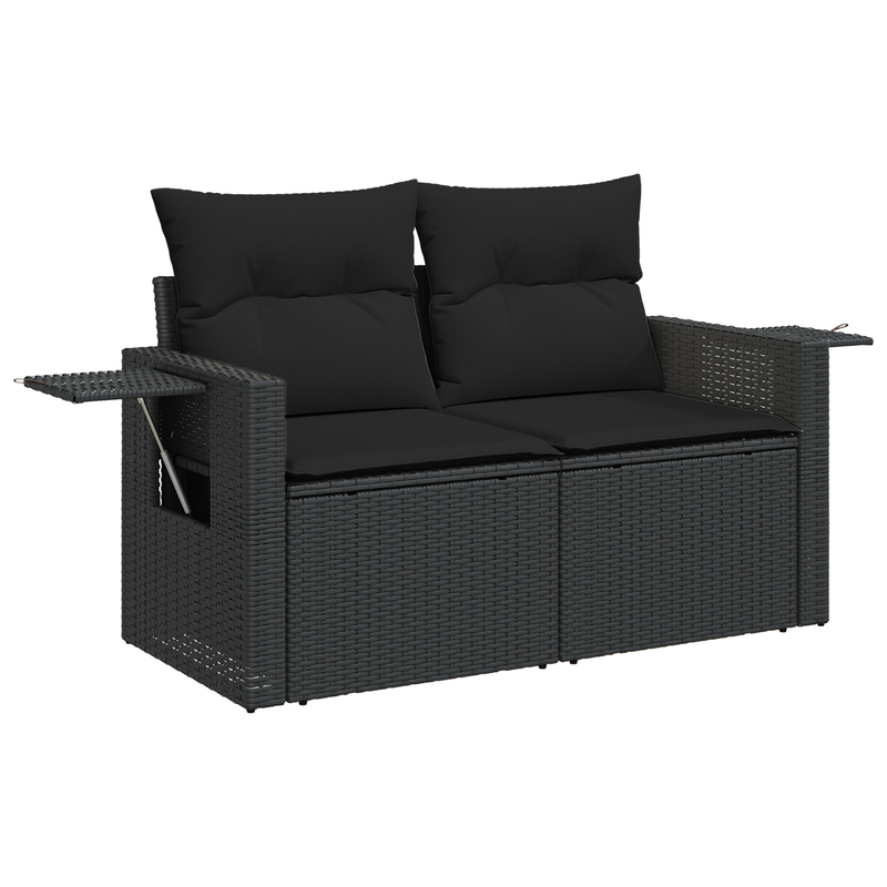 vidaXL Garden Sofa Set Height-Adjustable 10 pcs Black Poly Rattan