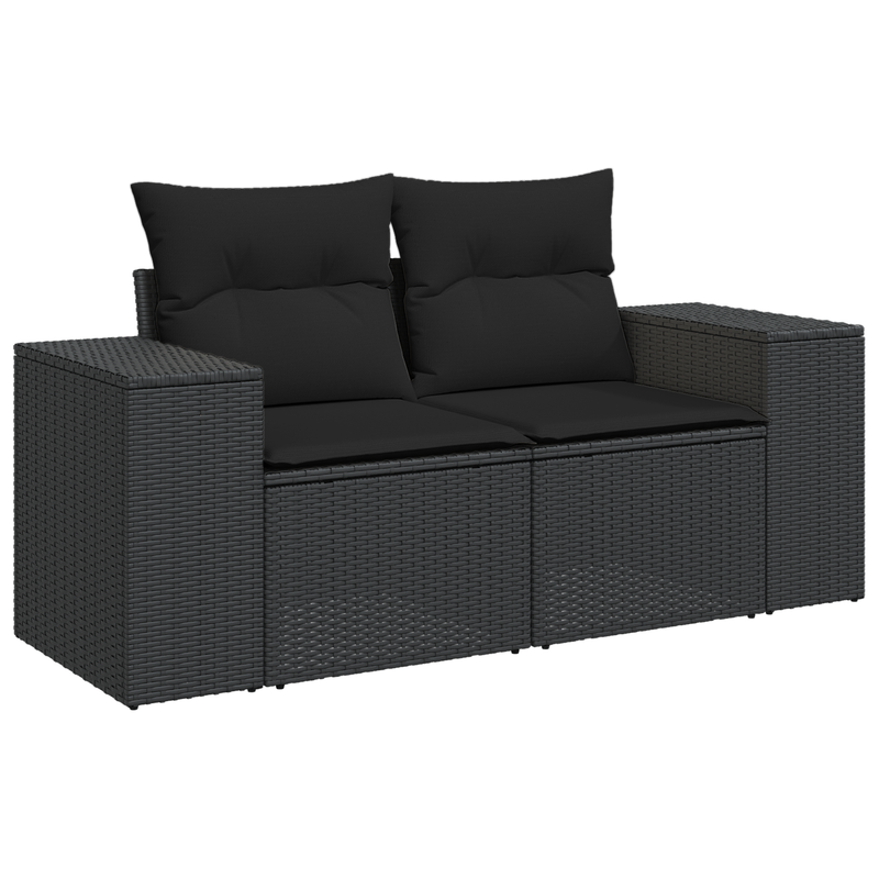 vidaXL Garden Sofa Set with Cushion 10 pcs Black Poly Rattan
