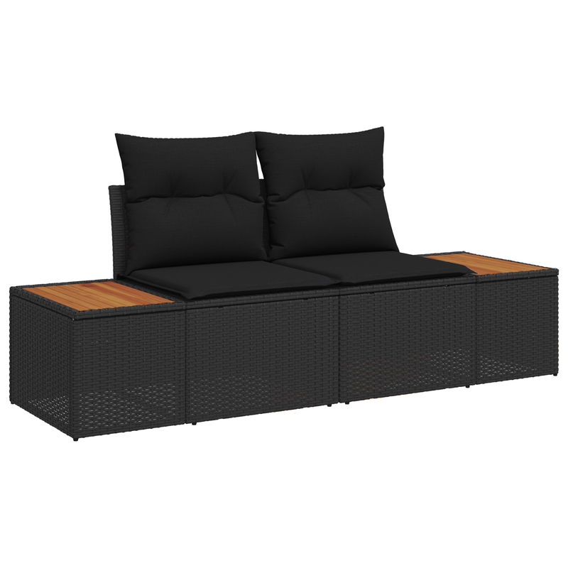 vidaXL Garden Sofa Set 9 pcs Black Poly Rattan