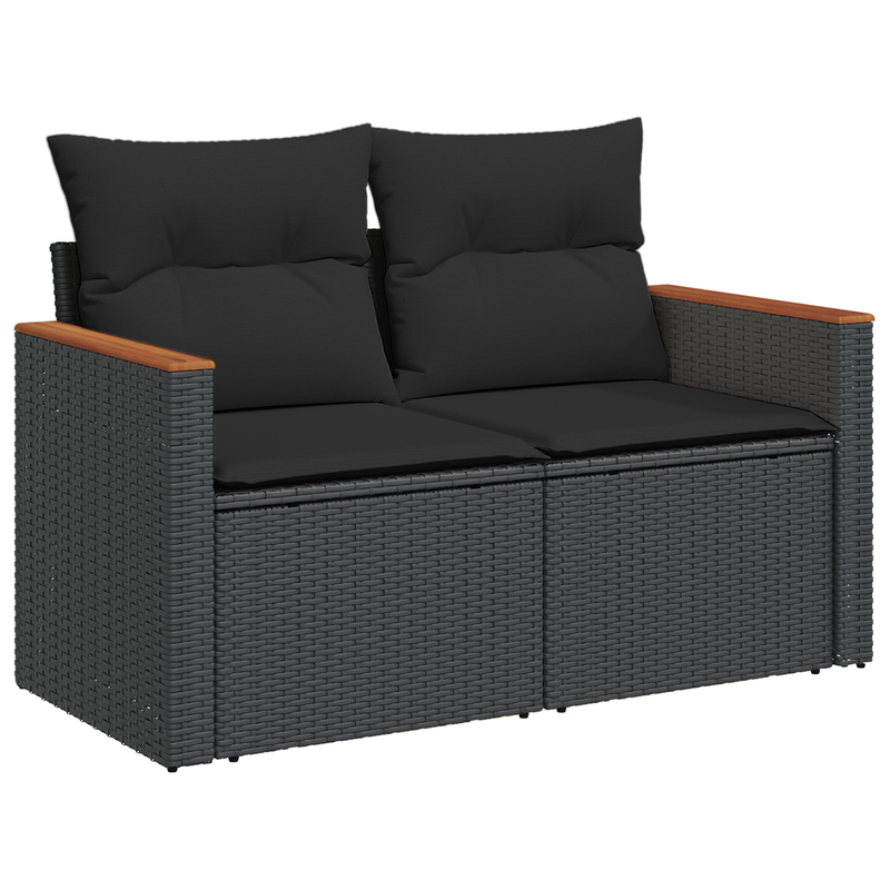 vidaXL Garden Sofa Set 10 pcs Black Poly Rattan