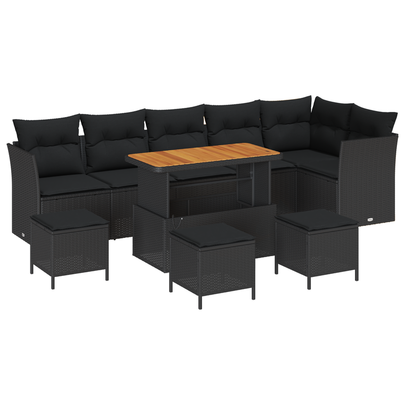 vidaXL Garden Sofa Set with Cushion with Storage 10 pcs Black