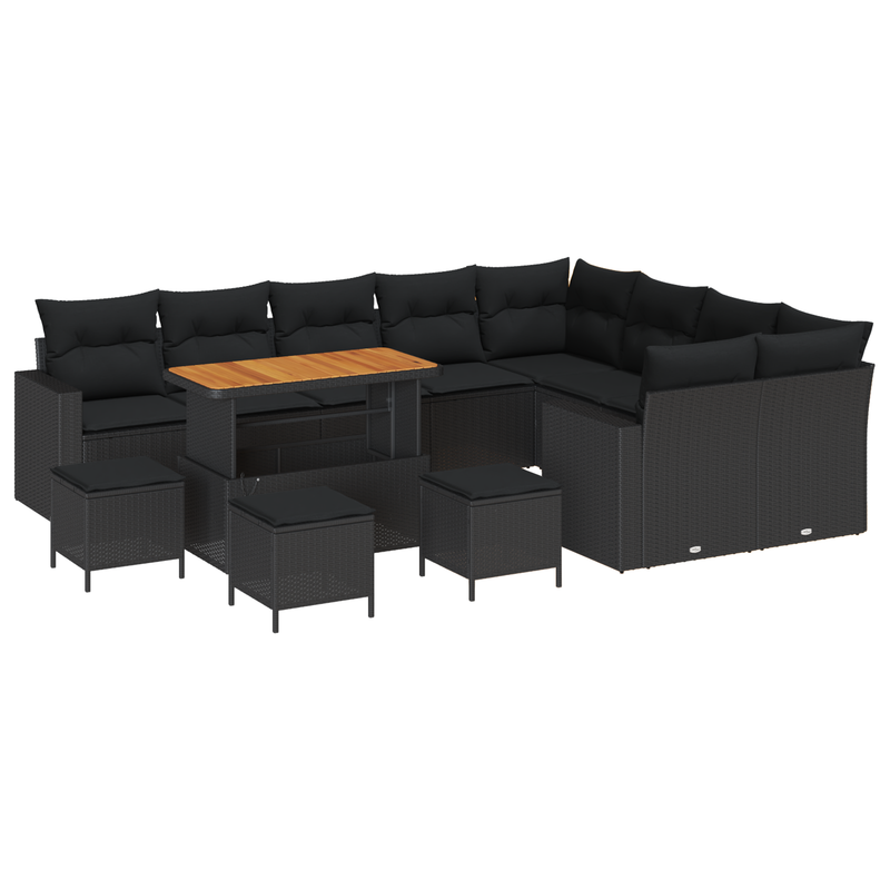 vidaXL Garden Sofa Set with Cushion with Storage 13 pcs Black