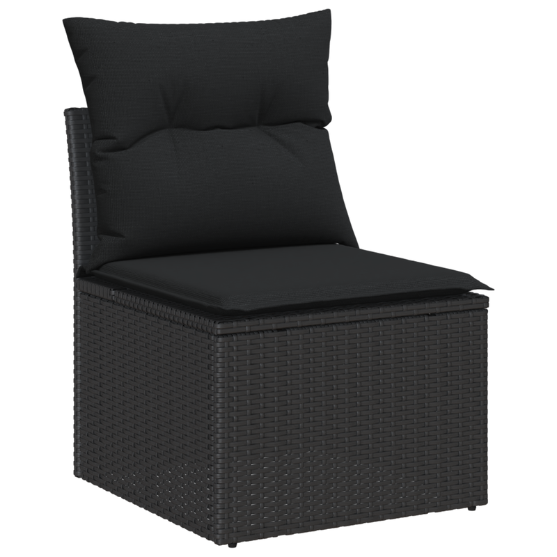 vidaXL Garden Sofa Set with Cushion 12 pcs Black Poly Rattan