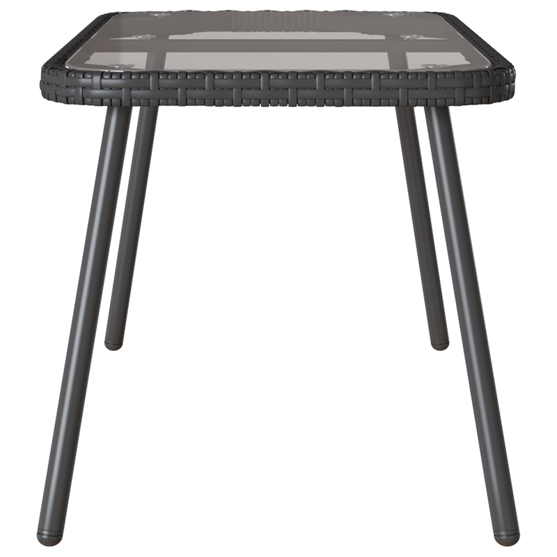 vidaXL Coffee Table Black 90 x 45 x 43 cm Poly Rattan and glass