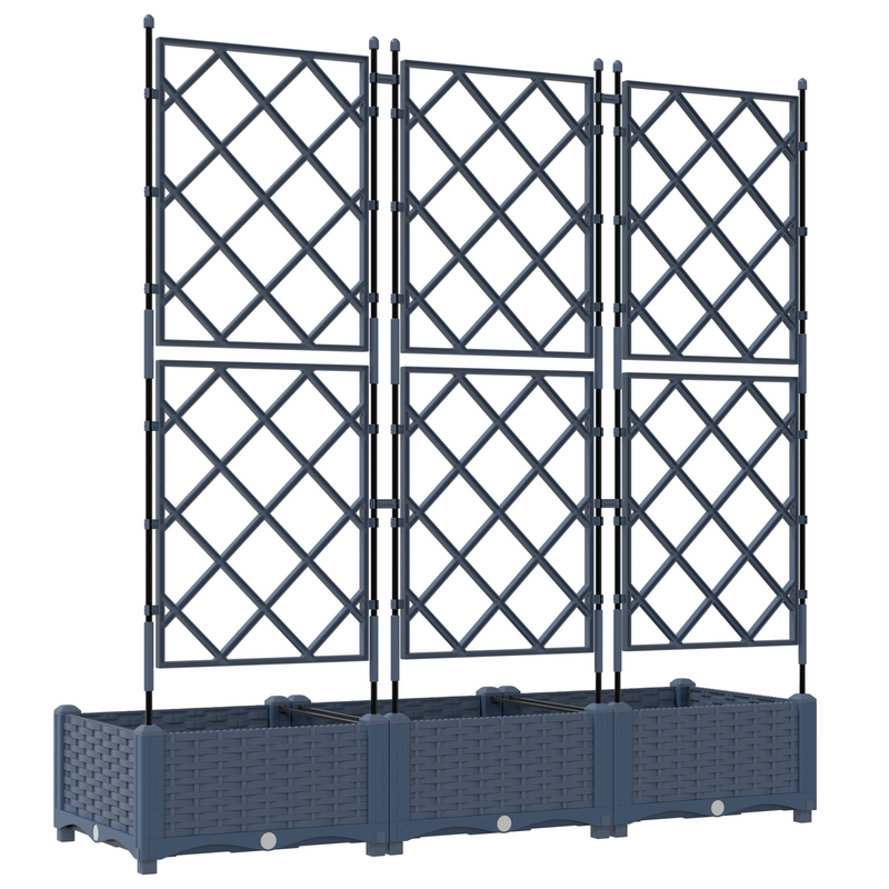 vidaXL Garden Planter 3 pcs Grey 120 x 40 x 125,5 cm Steel