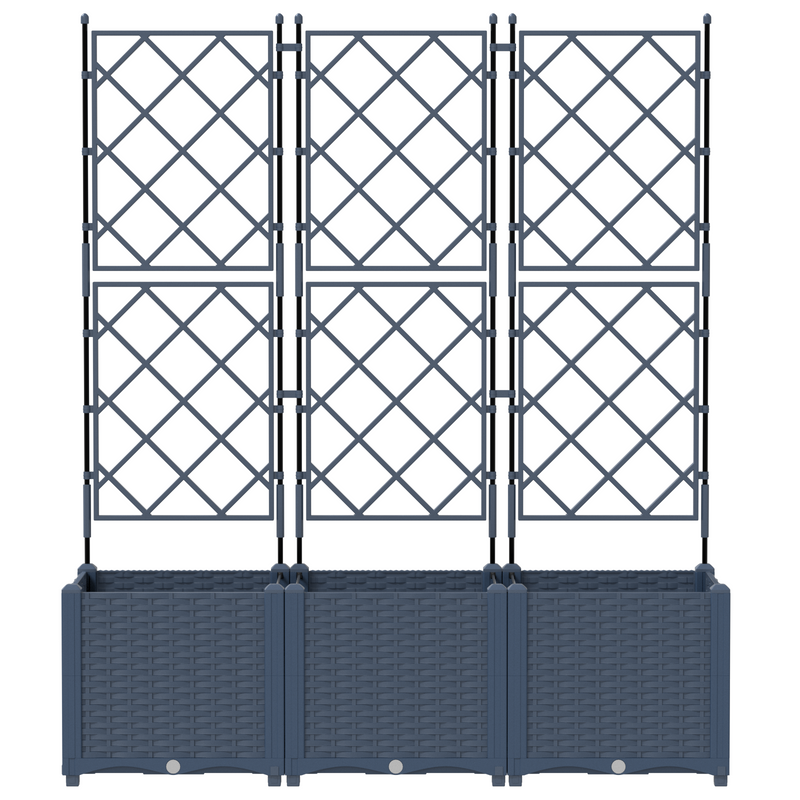 vidaXL Garden Planter with Trellis 3 pcs Grey 120 x 40 x 143 cm PP