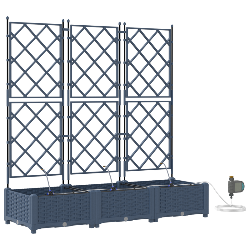 vidaXL Garden Planter 3 pcs Grey 120 x 120 x 142 cm Steel