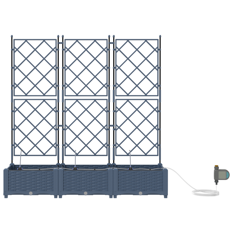 vidaXL Garden Planter 3 pcs Grey 120 x 120 x 142 cm Steel