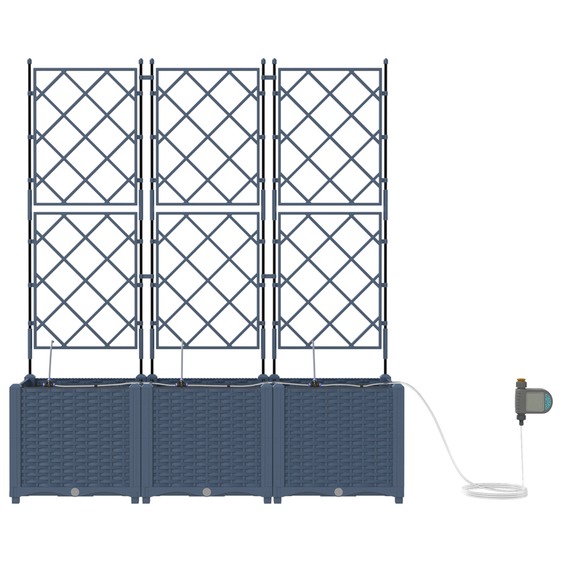 vidaXL Garden Planter 3 pcs Grey 120 x 120 x 142 cm Steel