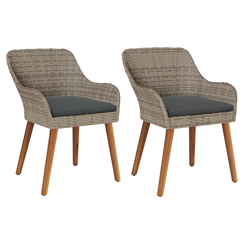 vidaXL Garden Chair 2 pcs Black 62.5 x 55 x 82 cm Poly Rattan