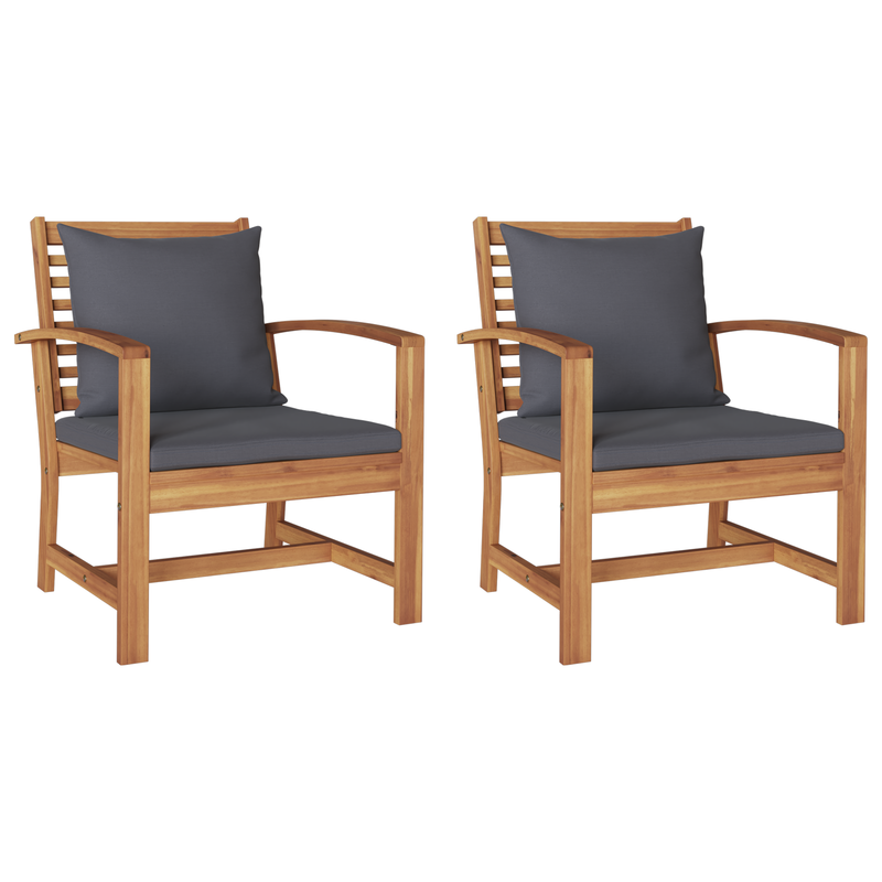 vidaXL Chair with Cushion 2 pcs Brown and Dark Grey 65 x 60 x 76.5 cm