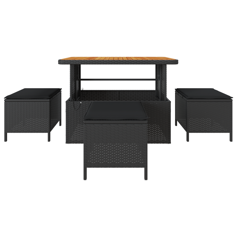 vidaXL Garden Dining Set 4 pcs Black Poly rattan