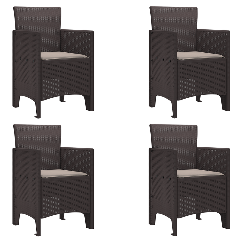 vidaXL Garden Chair 4 pcs Brown 53 x 49 x 85 cm Polypropylene