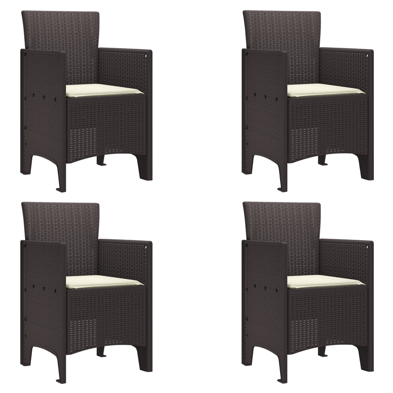 vidaXL Garden Chair 4 pcs Brown 53 x 49 x 85 cm Polypropylene