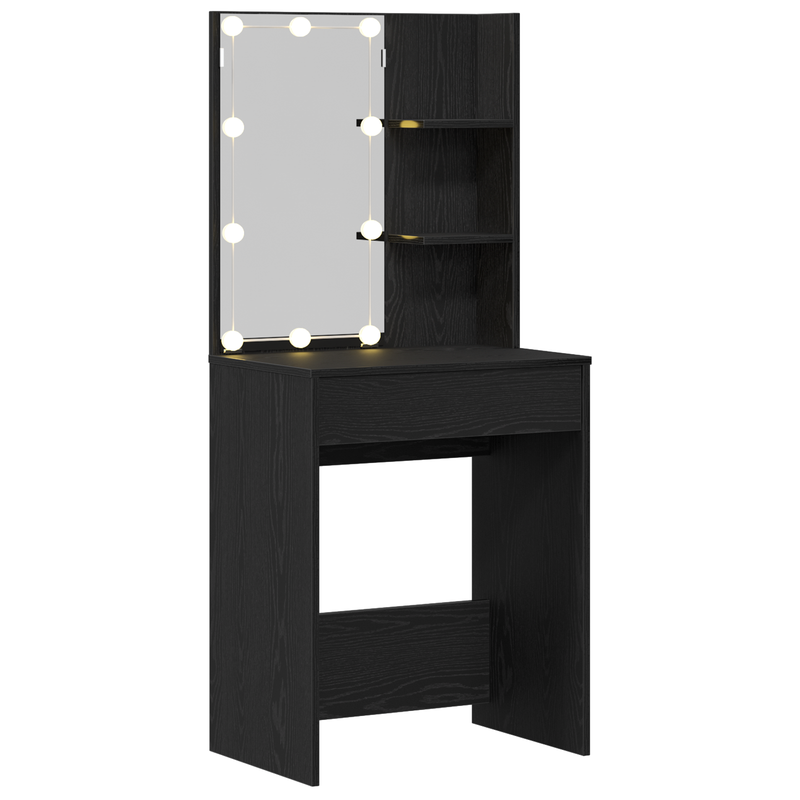vidaXL Dressing Table Black oak 60 x 40 x 140 cm Engineered Wood