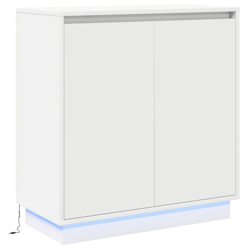 LED Sideboard with Door White 71 x 34,5 x 75 cm Engineered Wood