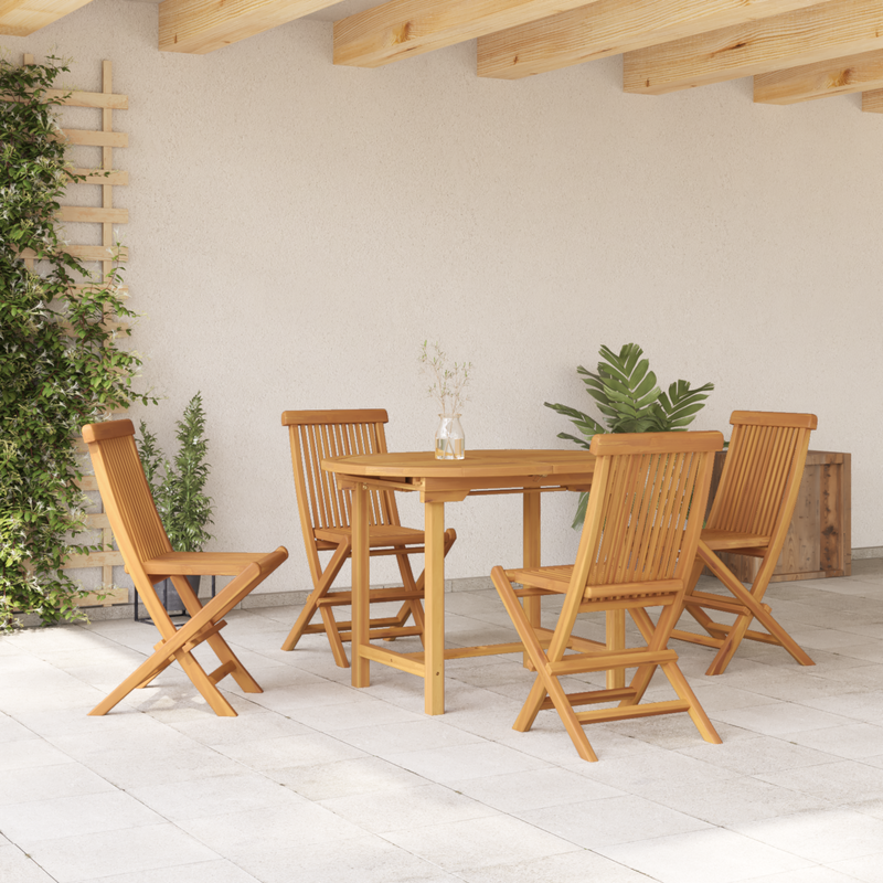 vidaXL Garden Dining Set 5 pcs Brown 160 x 80 x 75 cm Solid teak wood