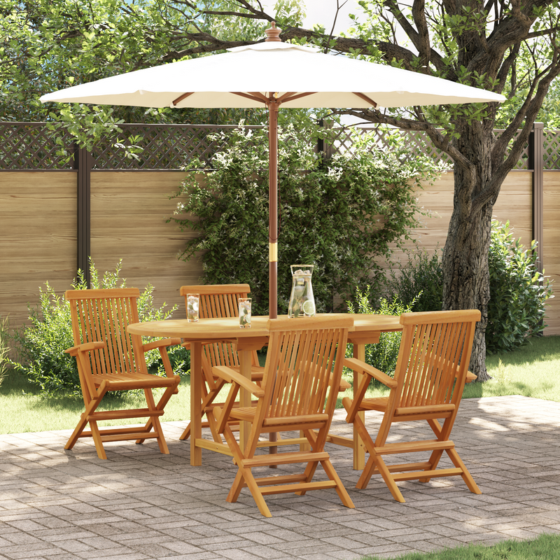 vidaXL Garden Dining Set 5 pcs Brown 160 x 80 x 75 cm Solid teak wood