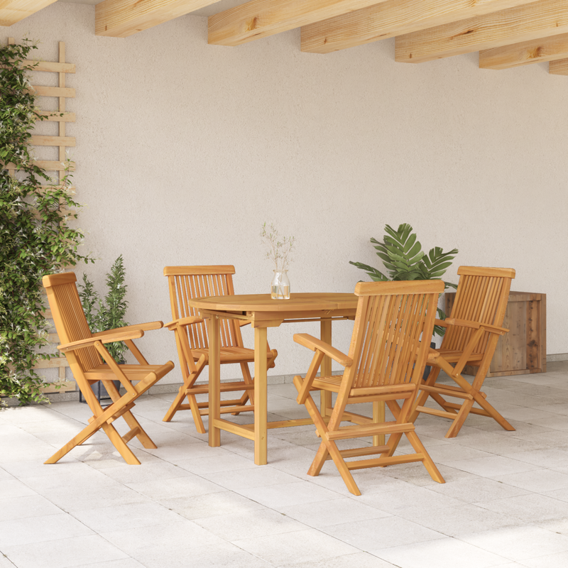 vidaXL Garden Dining Set 5 pcs Brown 160 x 80 x 75 cm Solid teak wood