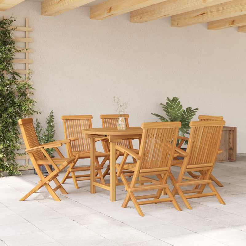 vidaXL Garden Dining Set 7 pcs Brown Solid Teak Wood