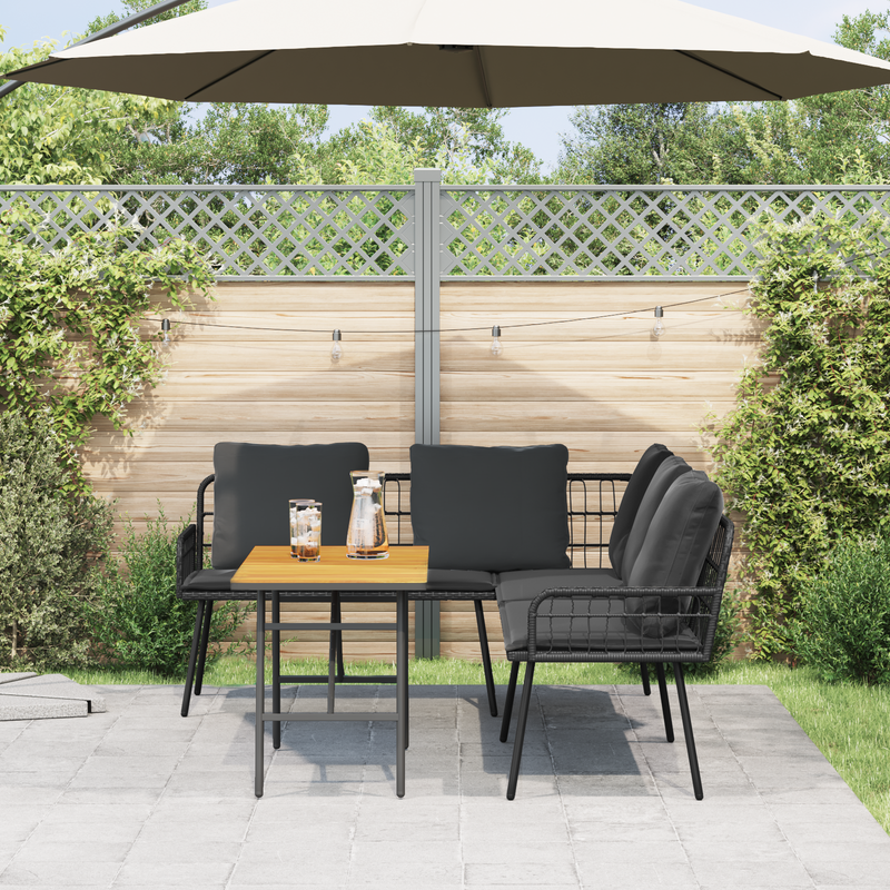 vidaXL Garden Sofa Set 2 pcs Black Poly Rattan