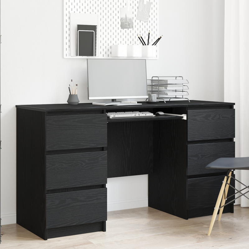 vidaXL Desk Black oak 140 x 50 x 76 cm Engineered wood