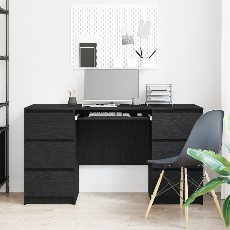 vidaXL Desk Black oak 140 x 50 x 76 cm Engineered wood