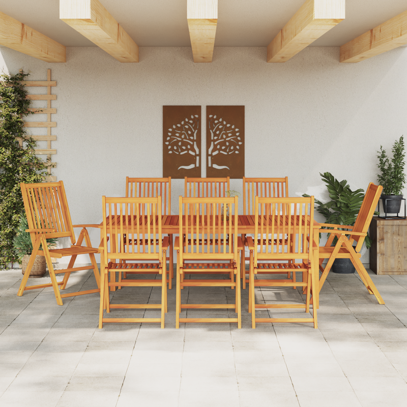 vidaXL Garden Dining Set Folding 9 pcs Brown Solid acacia wood