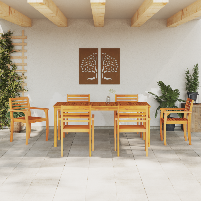 vidaXL Garden Dining Set 7 pcs Brown Solid Acacia Wood