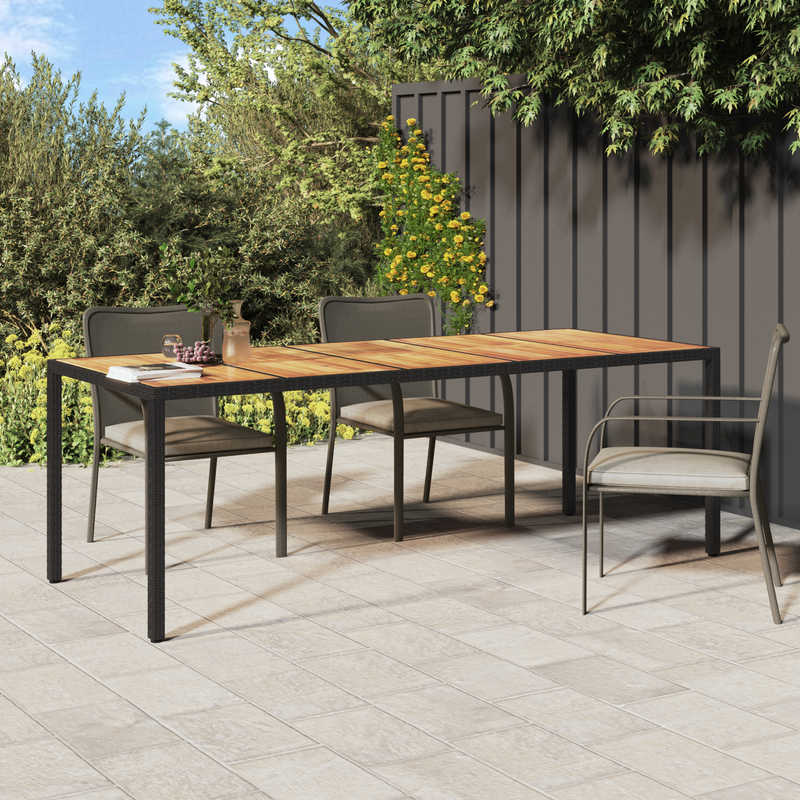 vidaXL Garden Dining Table Black 250 x 100 x 75 cm Poly rattan